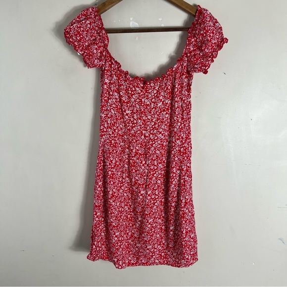 Princess Polly Red Floral Mini Dress Size 2 Feminine Romantic Ruffle Festival - Picture 7 of 16